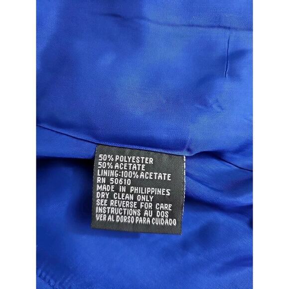 Kasper Essentials ASL~Woman Sz. 10~Royal Blue Jacket Blazer Short Sleeve Button - Picture 7 of 12